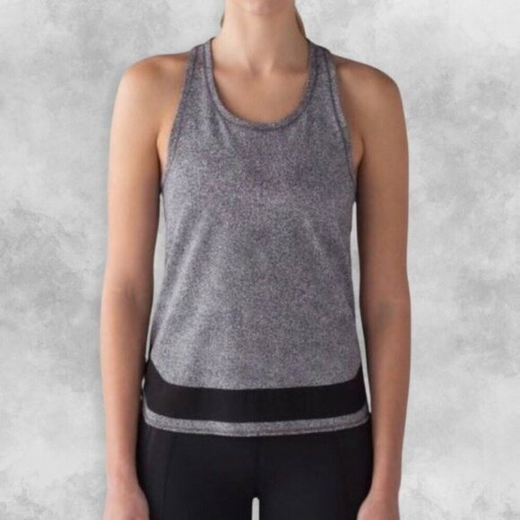 lululemon athletica Tops - Lululemon Smooth Stride Tank Top Moisture-Wicking Mesh Panel Gray & Black W US 4